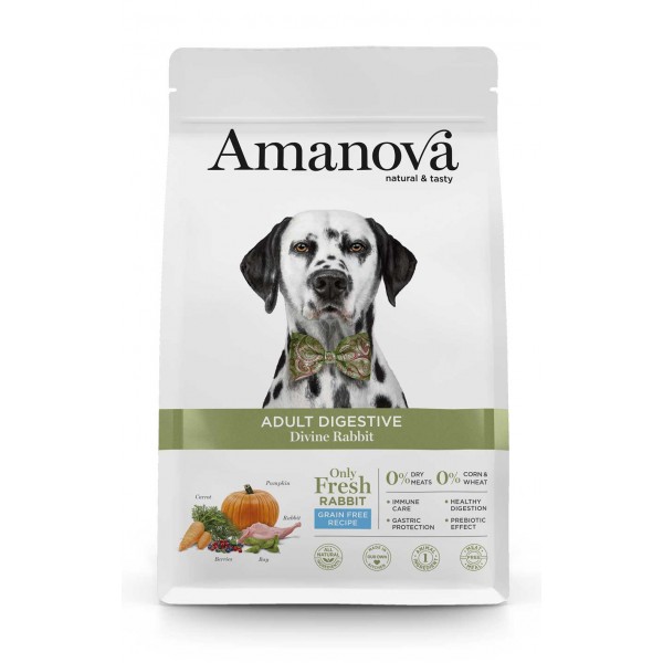 Amanova - Croquettes chien digestion difficile lapin & citrouille sans  céréales 10 kg