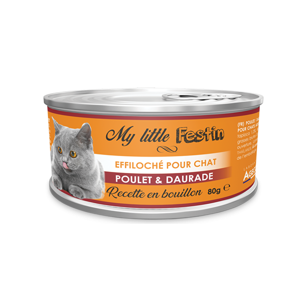 Boîtes pour chats Bouillon Poulet / Daurade - 80g